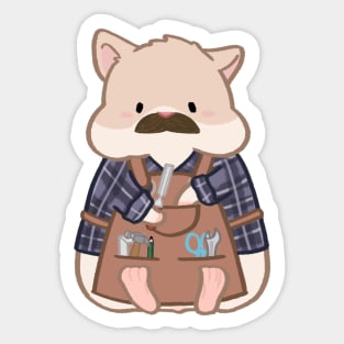 Fat manly hamster cartoon Sticker